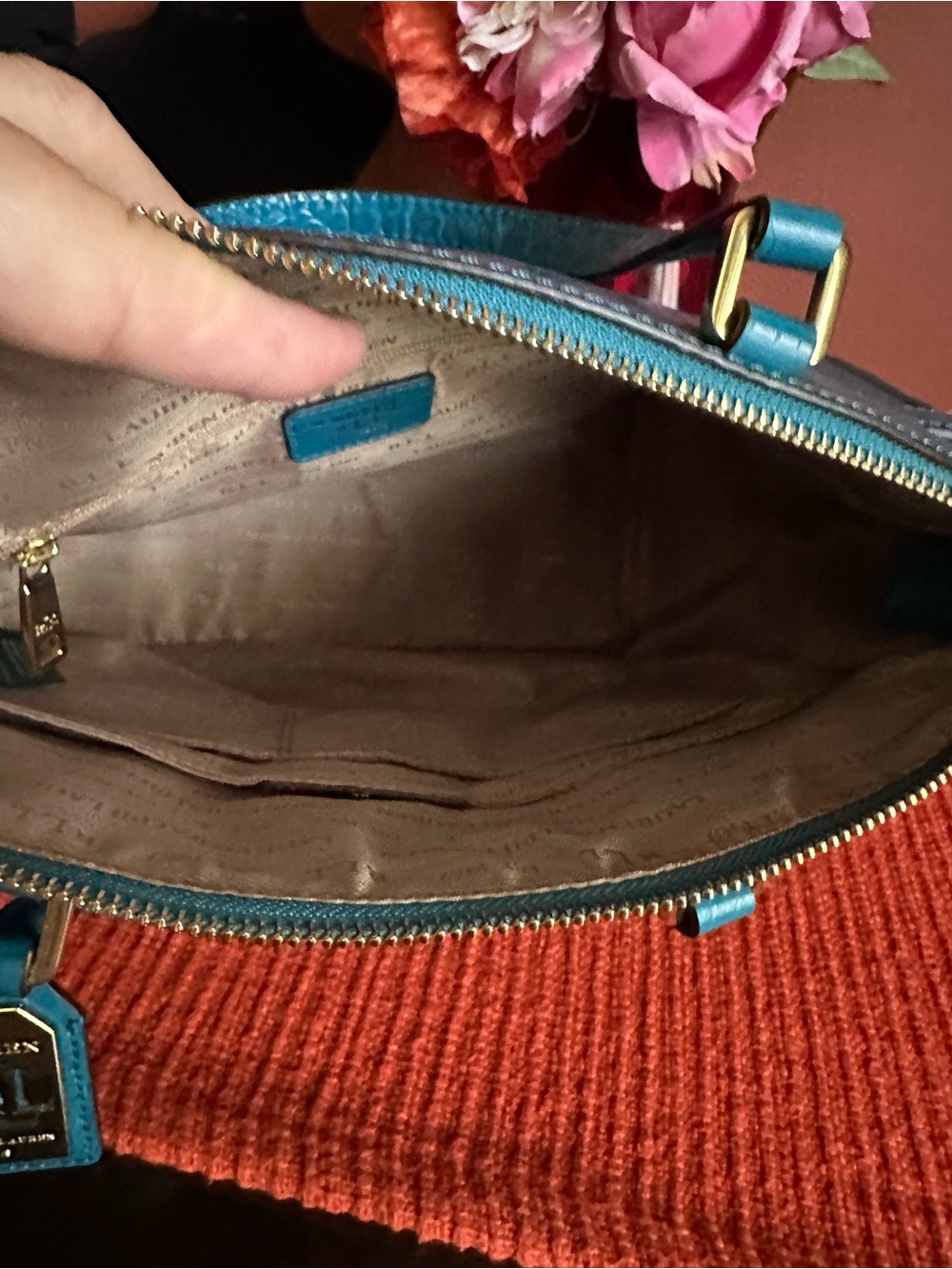 Ralph Lauren Turquoise Croc-Embossed Satchel with Gold Hardware - Picture 8 of 16